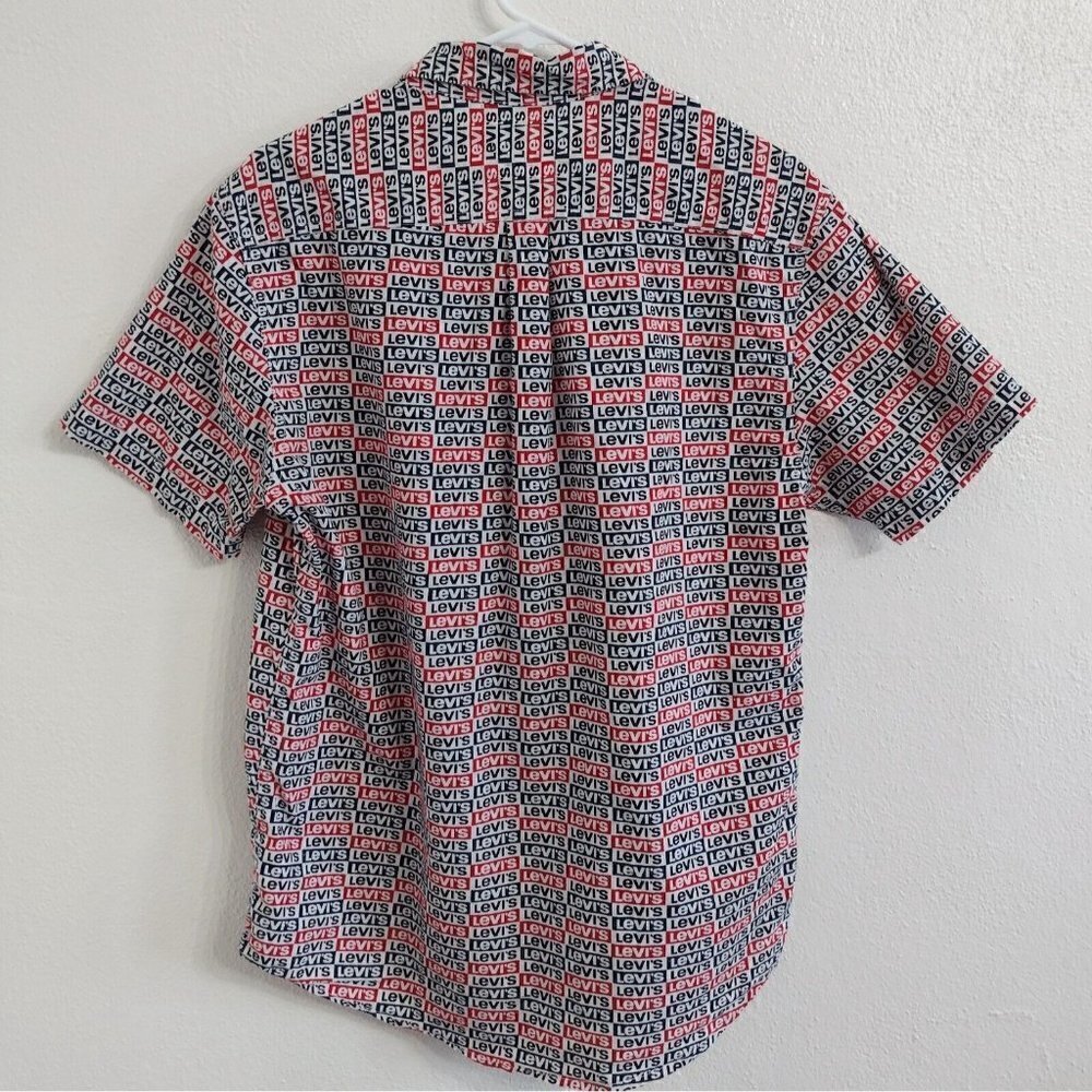 Levis Classic Retro Logo Pattern Button Down Shir… - image 2